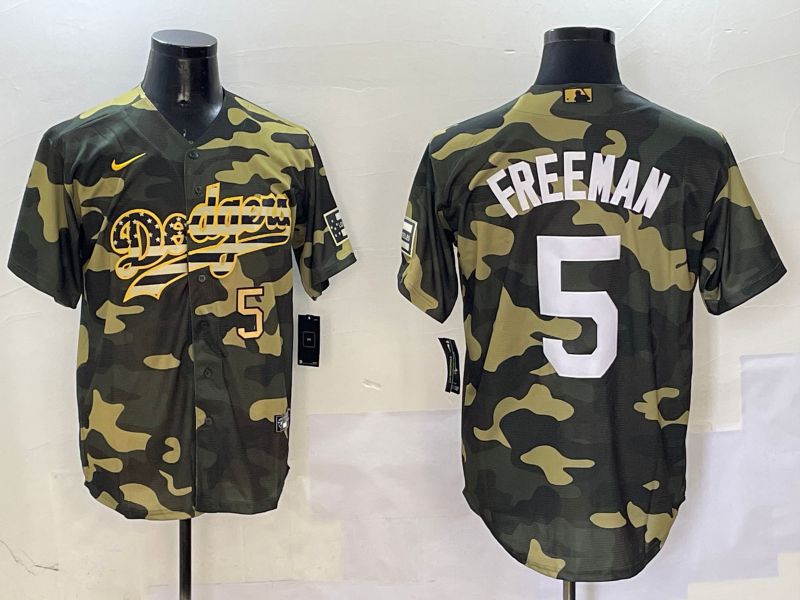 Men Los Angeles Dodgers 5 Freeman Camo Joint Name 2025 Nike MLB Jersey style 8